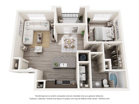 1 Bed 1 Bath Floor Plan | 809 Sq. Ft. at The Enclave at Deer Moss Creek, Niceville, 32578